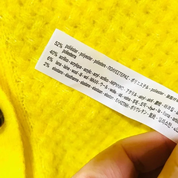 ZARA Bright Yellow Crop Cardigan Neon Retro Feminine Romantic Y2K 90s Size S - Picture 6 of 7